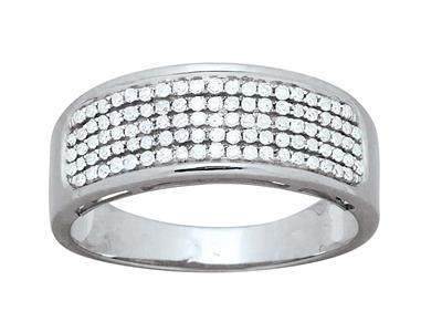 Fede Nuziale Con Montatura Di 5 File, Diamanti Da 0,34 Ct, Oro Bianco 18 Kt, Misura Del Dito 54 - Immagine Standard - 1