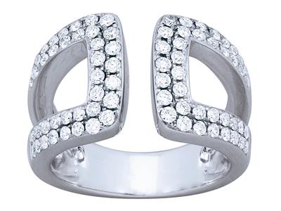 Anello Traforato Back To Back, Diamanti 0,87 Carati, Oro Bianco 18 Ct, Dito 52 - Immagine Standard - 1