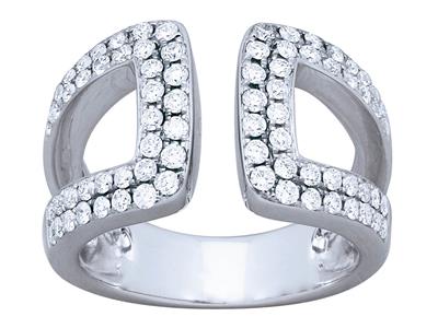 Anello Traforato A Schiena D'asino,diamanti Da 0,87 Ct, Oro Bianco 18 Kt, Misura 52 - Immagine Standard - 2