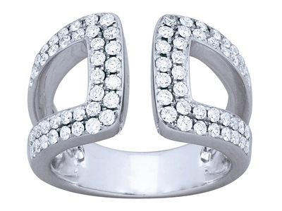 Anello Traforato Back-to-back, Diamanti Da 0,87 Ct, Oro Bianco 18 Kt, Dito 56 - Immagine Standard - 1