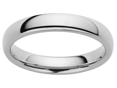 Fede Nuziale Semi-bombato, 2,00 X 1,40 Mm, Oro Bianco 18 Kt, Dito 56 - Immagine Standard - 1