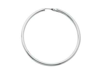 Orecchini A Cerchio, Filo Rotondo 1,6 Mm, Diametro Interno 40 Mm, Oro Bianco 18 Ct.