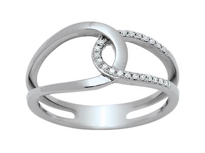 Anello Intrecciato Traforato, Diamanti 0,09 Ct, Oro Bianco 18 Kt, Dito52