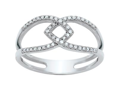 Anello Intrecciato Traforato, Diamanti 0,19 Ct, Oro Bianco 18 Kt, Misura Del Dito 50 - Immagine Standard - 1