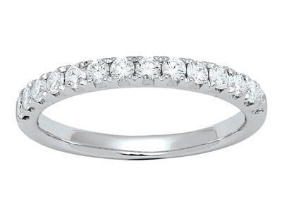 Fede Nuziale Semigiro Incastonati Agriffe, Diamanti Rotondi Da 0,46 C T, Oro Bianco 18 Kt, Misura Del Ditrati, Dito 52 - Immagine Standard - 1