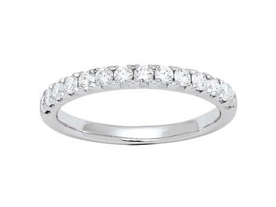 Fede Nuziale Semigiro Incastonati Agriffe, Diamanti Rotondi Da 0,46 C T, Oro Bianco 18 Kt, Misura Del Ditrati, Dito 52 - Immagine Standard - 2