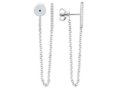 Orecchini Su Catene, Diamanti Da 0,10 Ct, Oro Bianco 18 Carati - Immagine Standard - 1