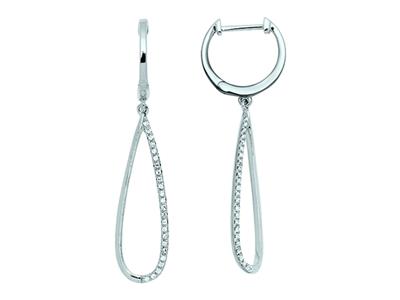 Orecchini Pendenti Da 37 Mm, Diamanti Da 0,13 Ct, Oro Bianco 18 Carati