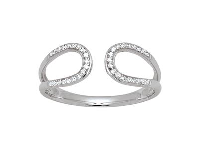 Anello Con Diamanti A Schiena Contro Schiena, Diamanti Da 0,10 Ct, Orobianco 18 Kt, Dito 54 - Immagine Standard - 1