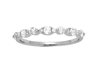Demi-alliance Con Diamanti A Forma Di Losanga, Diamanti Da 0,37 Ct, Oro Grigio 18 Kt, Misura Del Dito 54 - Immagine Standard - 1