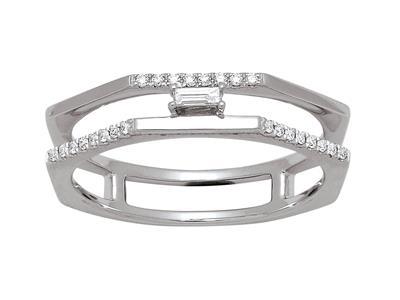 Anello Duo Ottagonale, Diamanti Da 0,11 Ct, Oro Bianco 18 Kt, Misura Del Dito 52 - Immagine Standard - 1