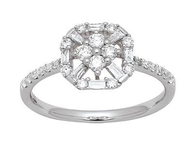Anello A Forma Di Stella, Diamanti Tondi E Baguette Da 0,51 Ct, Oro Bianco 18 Kt, Misura Del Dito 54 - Immagine Standard - 1