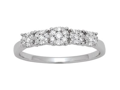 Mezza Fede Nuziale Sfumata, Montatura Con Illusione Di Diamanti Da 0,21 Ct, Oro Bianco 18 Kt, Misura Del