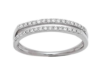 Anello A Doppia Linea Traforato, Diamanti Da 0,20 Ct, Oro Bianco 18 Carati, Misura Del Dito 58 - Immagine Standard - 1