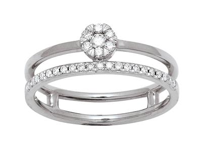 Anello Solitario E Fede Nuziale, Diamanti Da 0,20 Ct, Oro Bianco 18 Kt, Dito 52 - Immagine Standard - 1