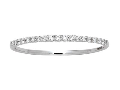Mezza Fede Nuziale Incastonata A Griffe, 19 Diamanti Per 0,11 Ct, Oro Bianco 18 Kt, Misura Del Dito 54