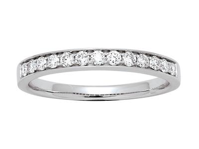 Mezza Fede Nuziale Con 13 Diamanti Per 0,25 Ct, Oro Bianco 18 Kt, Dito52 - Immagine Standard - 1