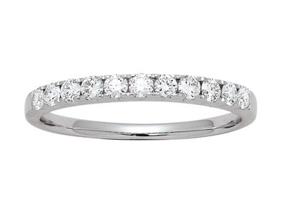 Mezza Eternity Con Incastonatura A Griffe, 11 Diamanti Per 0,34 Ct, Oro Bianco 18 Kt, Dito 52