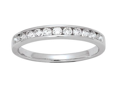 Mezza Fede Nuziale Con 11 Diamanti Per 0,34 Ct, Oro Bianco 18 Kt, Dito54 - Immagine Standard - 1