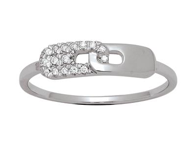 Anello Con Motivo Lien, Diamante Da0,05 Ct, Oro Bianco 18 Kt, Dito 51 - Immagine Standard - 1