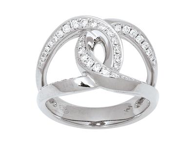 Anello A Doppio Giro, Diamanti Da 0,47 Ct, Oro Bianco 18 Kt, Misura Del Dito 50 - Immagine Standard - 1