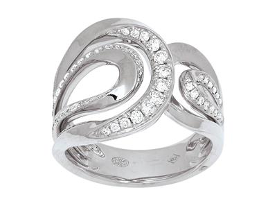 Anello Con Design Intrecciato, Diamanti 0,48 Ct, Oro Bianco 18 Kt, Dito 54 - Immagine Standard - 1