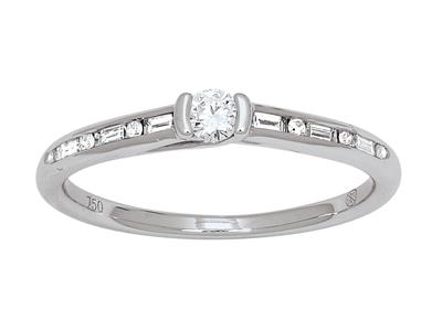 Anello Solitario Accompagnato, Diamante Centrale 0,10 Ct, Totale 0,26 Ct, Oro Grigio 18 Kt, Dito 52 - Immagine Standard - 1