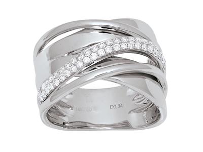 Anello Linee Incrociate, Diamanti 0,35 Ct, Oro Grigio 18k, Dito 52 - Immagine Standard - 1
