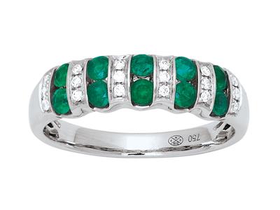 Anello Zebra Smeraldo 0,53 Ct E Diamanti 0,09 Ct, Oro Bianco 18 Kt, Dito 52 - Immagine Standard - 1