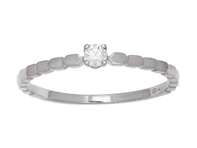 Anello Solitario Con Corpo Di Perle, Diamante 0,08 Carati, Oro Bianco 18 Carati, Dito 54 - Immagine Standard - 1