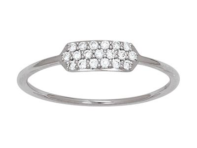Anello A Forma Rettangolare Con Diamanti Da 0,12 Ct, Oro Grigio 18k, Dito 48 - Immagine Standard - 1