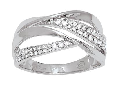 Anello Incrociato, Diamanti 0,22 Ct, Oro Grigio 18k, Dito 52 - Immagine Standard - 1