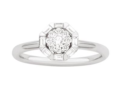 Anello Solitario Illusion, Diamanti0,30 Ct, Oro Grigio 18k, Dito 52 - Immagine Standard - 1