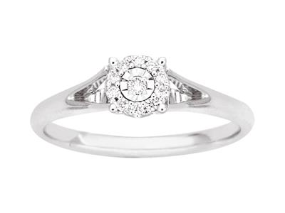 Anello Solitario Illusion, Diamanti0,07 Ct, Oro Bianco 18k, Dito 50 - Immagine Standard - 1