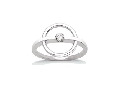 Anello Saturne Con Diamante Singolo0,15 Ct, Oro Grigio 18k, Dito 54 - Immagine Standard - 1