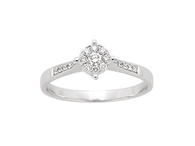 Anello Solitario Con Montatura Illusion, Diamanti Da 0,17 Ct, Oro Bianco 18k, Dito 52 - Immagine Standard - 1
