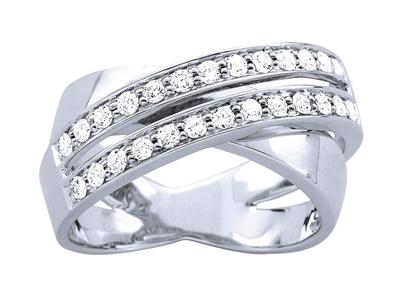 Anello Doppio Incrociato, Diamanti 0,57 Ct, Oro Bianco 18 Kt, Dito 52 - Immagine Standard - 1