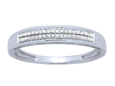 Fede Nuziale A 2 File, Diamanti Da 0,08 Ct, Oro Bianco 18k, Dito 56 - Immagine Standard - 1
