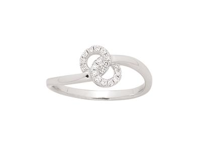 Anello A Forma Di Otto, Diamanti 0,10 Ct, Oro Bianco 18k, Dito 52 - Immagine Standard - 1