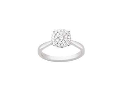 Anello Solitario Con Illusione, Diamanti Rotondi 0,30 Ct, Oro Bianco 18k, Dito 50 50 - Immagine Standard - 1