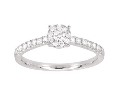 Solitario E Fede Nuziale, Diamanti 0,57 Ct, Oro Grigio 18 Kt, Dito 52 - Immagine Standard - 2