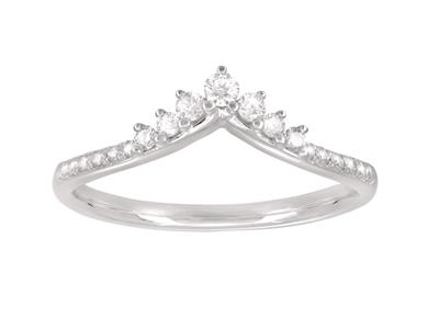 Anello A V, Diamanti 0,23 Ct, Oro Grigio 18 Ct, Dito 52 - Immagine Standard - 1
