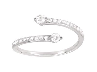 Anello You And Me, Diamanti 0,29 Ct, Oro Grigio 18 Kt, Dito 50 - Immagine Standard - 1