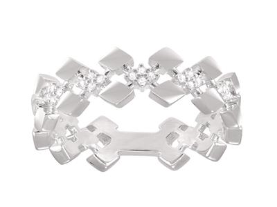 Anello Puzzle, Diamanti 0,12 Ct, Oro Grigio 18k, Dito 56 - Immagine Standard - 1