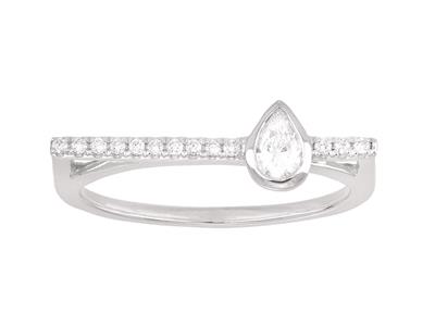 Anello Ligne, Diamanti Rotondi E A Forma Di Pera 0,21 Ct, Oro Bianco 18k, Dito 56 - Immagine Standard - 1