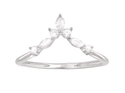 Anello Tiara, Diamanti 0,22 Ct, Orogrigio 18k, Dito 52