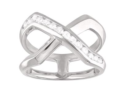 Anello A Croce, Diamanti 0,36 Ct, Oro Grigio 18k, Dito 54 - Immagine Standard - 1