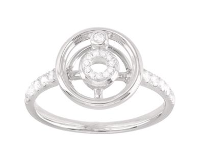 Anello A Cerchio, Diamanti 0,22 Ct,diametro 10 Mm, Oro Bianco 18 K, D Ito 52 - Immagine Standard - 1