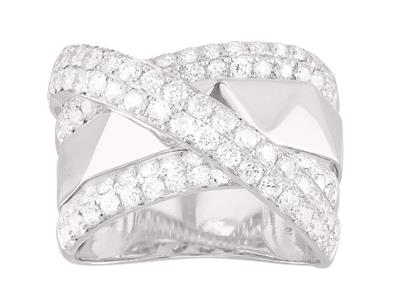 Anello Crossover A 4 File, Diamanti1,65 Ct, Oro Bianco 18 Kt, Dito 54 - Immagine Standard - 1