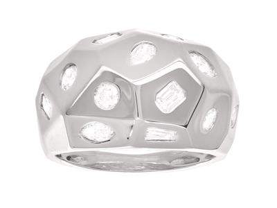 Anello Sfaccettato, Diamanti Di Diverse Dimensioni 1,06 Ct, Oro Bianco18k, Dito 58 - Immagine Standard - 1